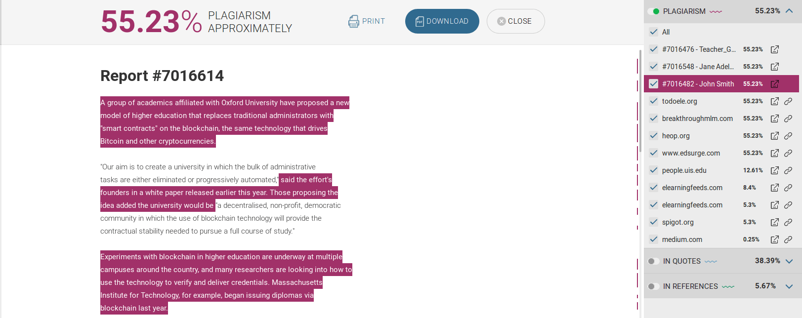 Plagiarism check Canvas integration guide