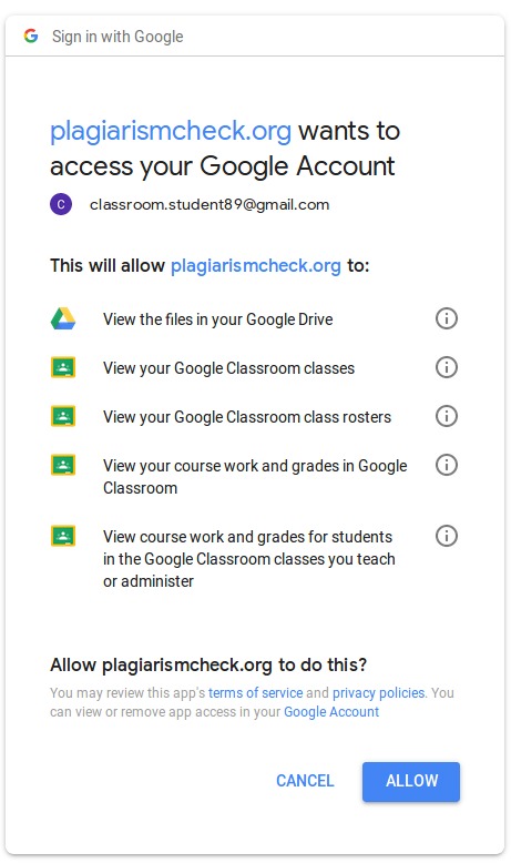 Google Classroom similarity checker