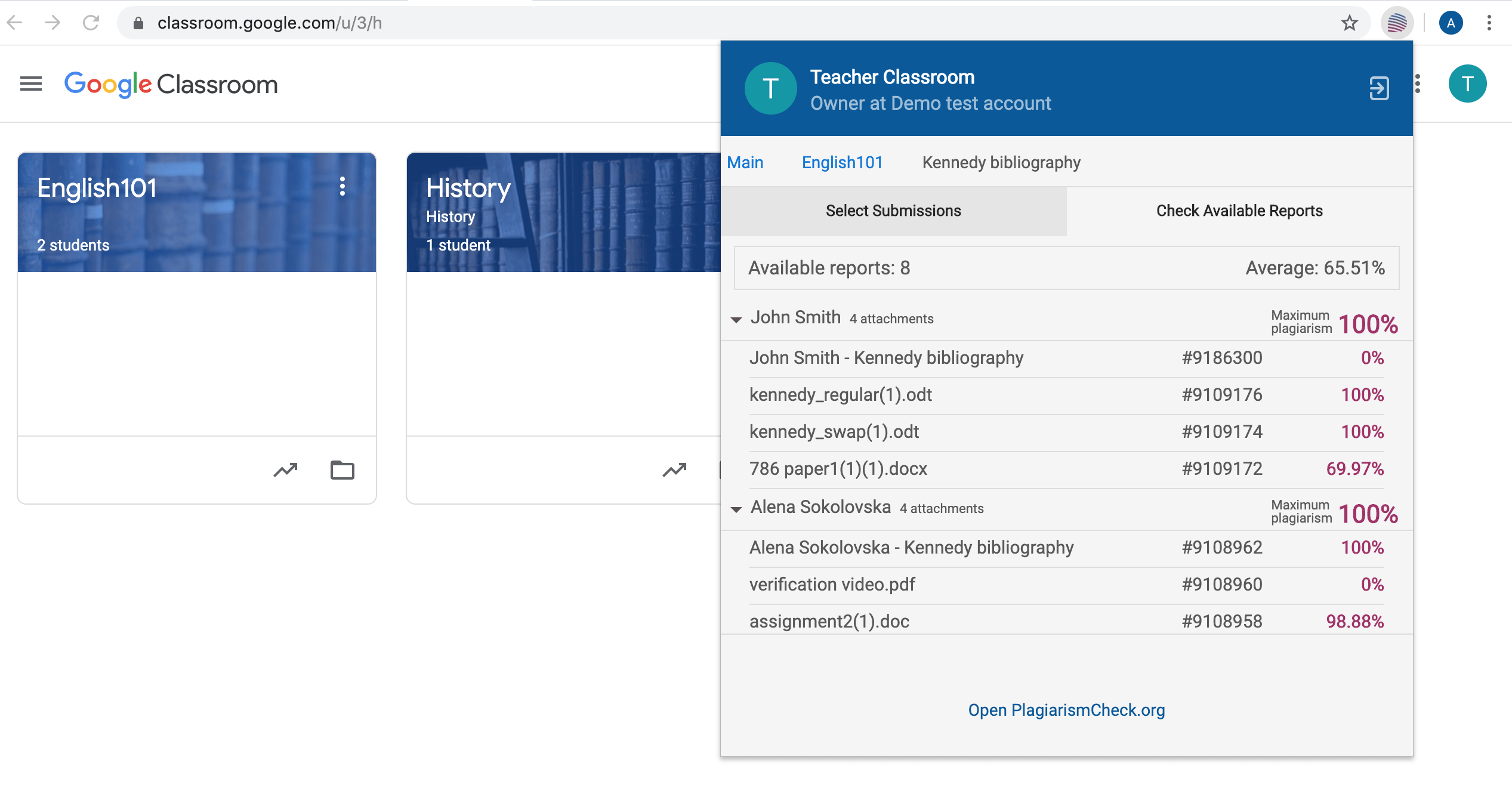 Plagiarism check for Google Chrome