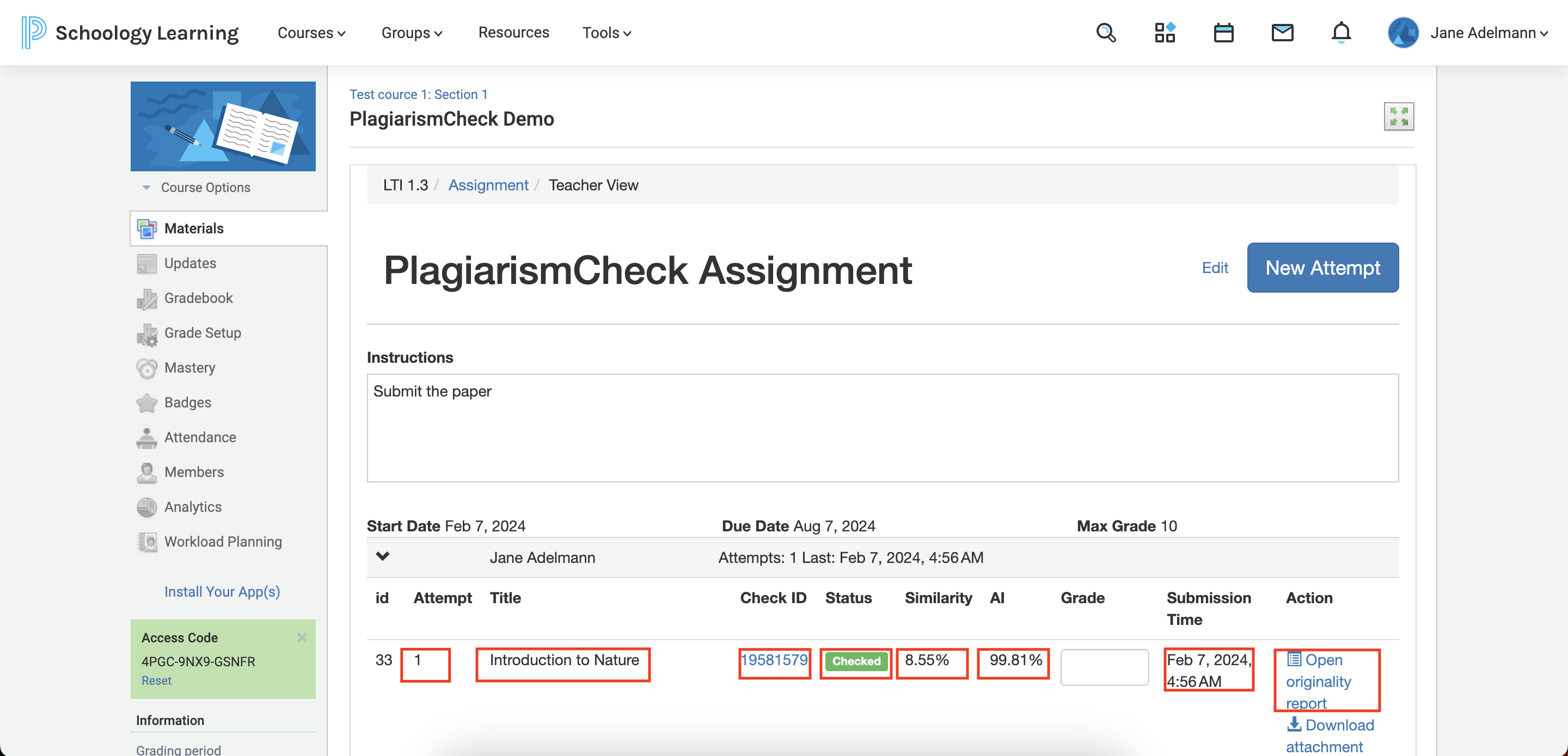 How to see the submissions Schoology for teachers 