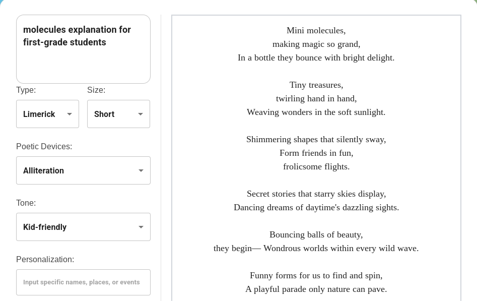 AI generator for poems
