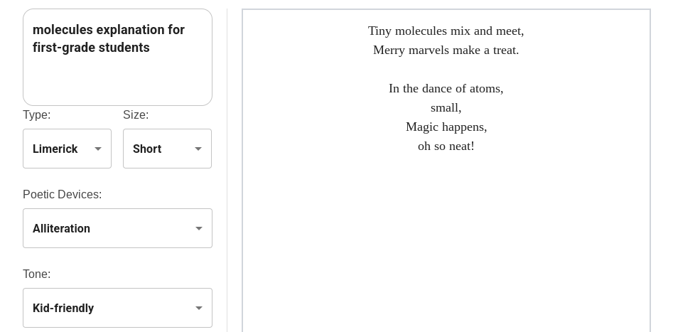 AI poem generation