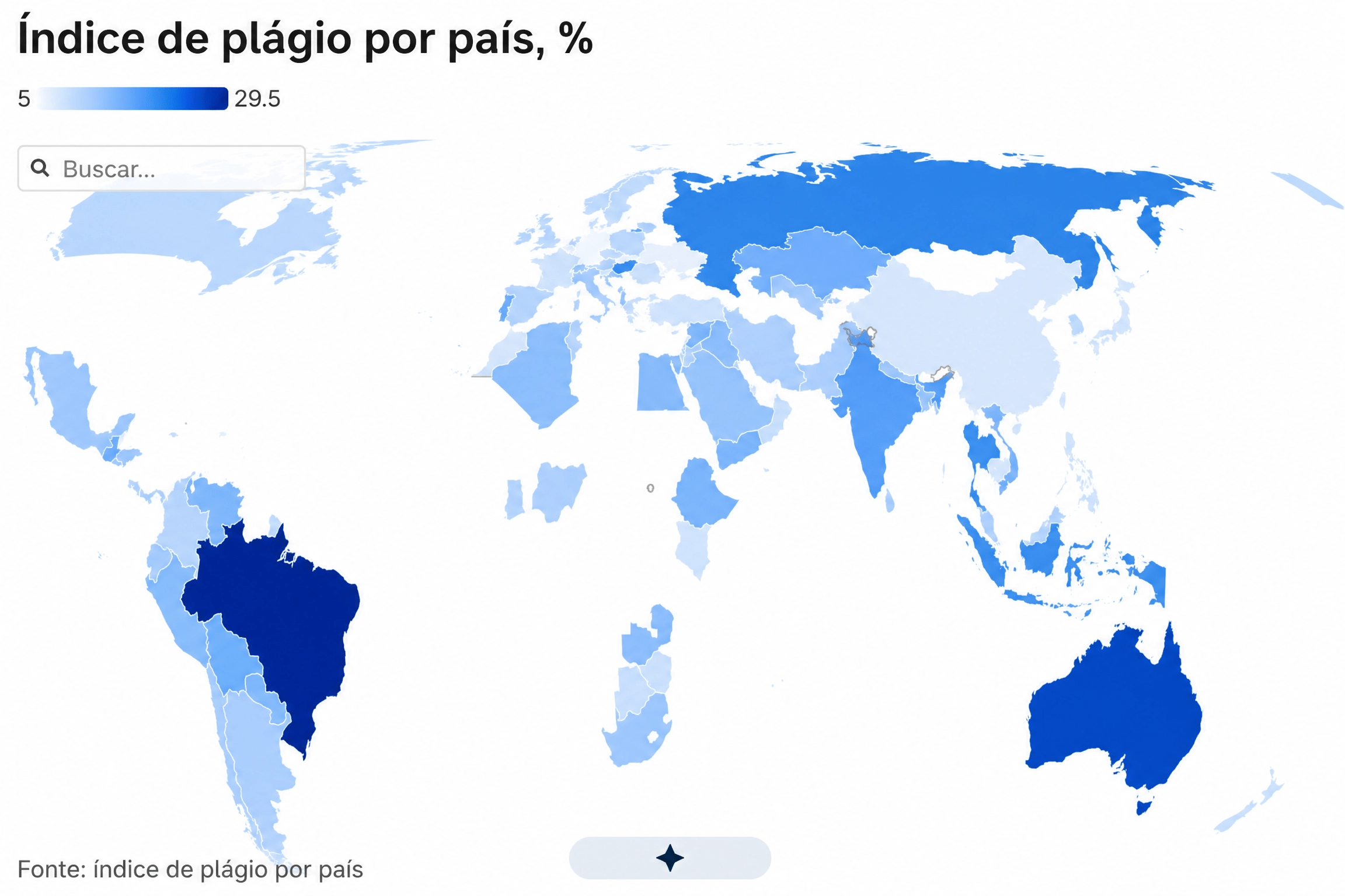 Taxa de plágio por país